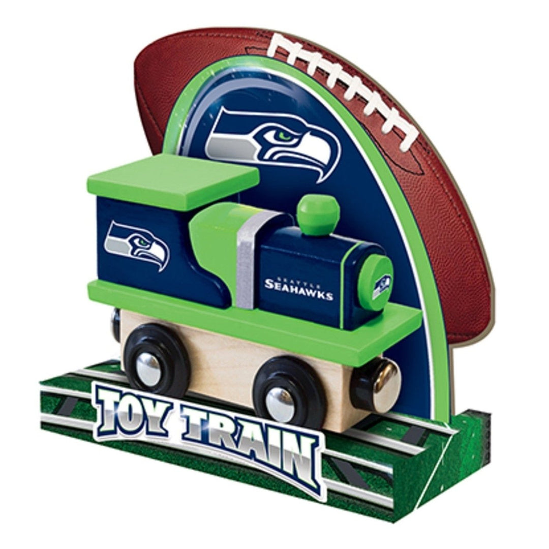 Seattle Seahawks Toy Train Engine Wooden Compatible with 1 Inch Tracks NFL Image 3