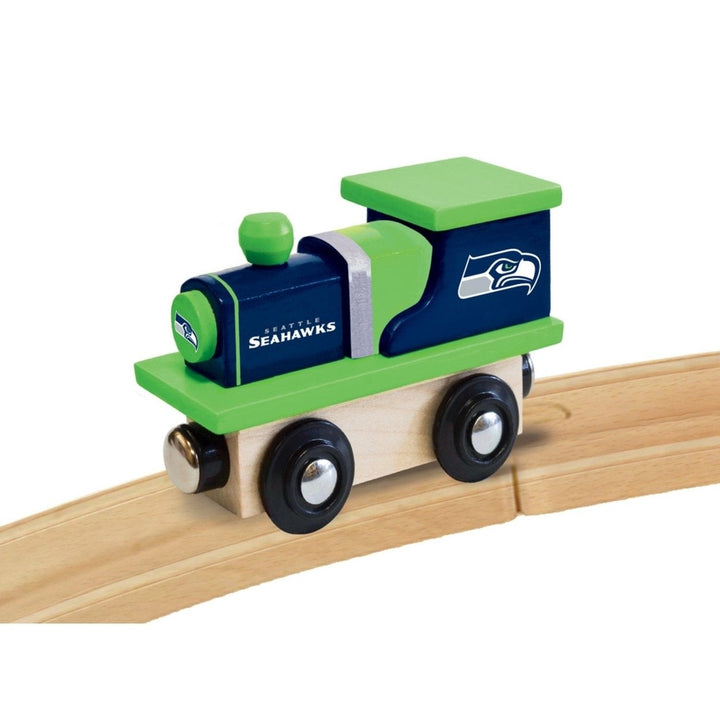 Seattle Seahawks Toy Train Engine Wooden Compatible with 1 Inch Tracks NFL Image 4