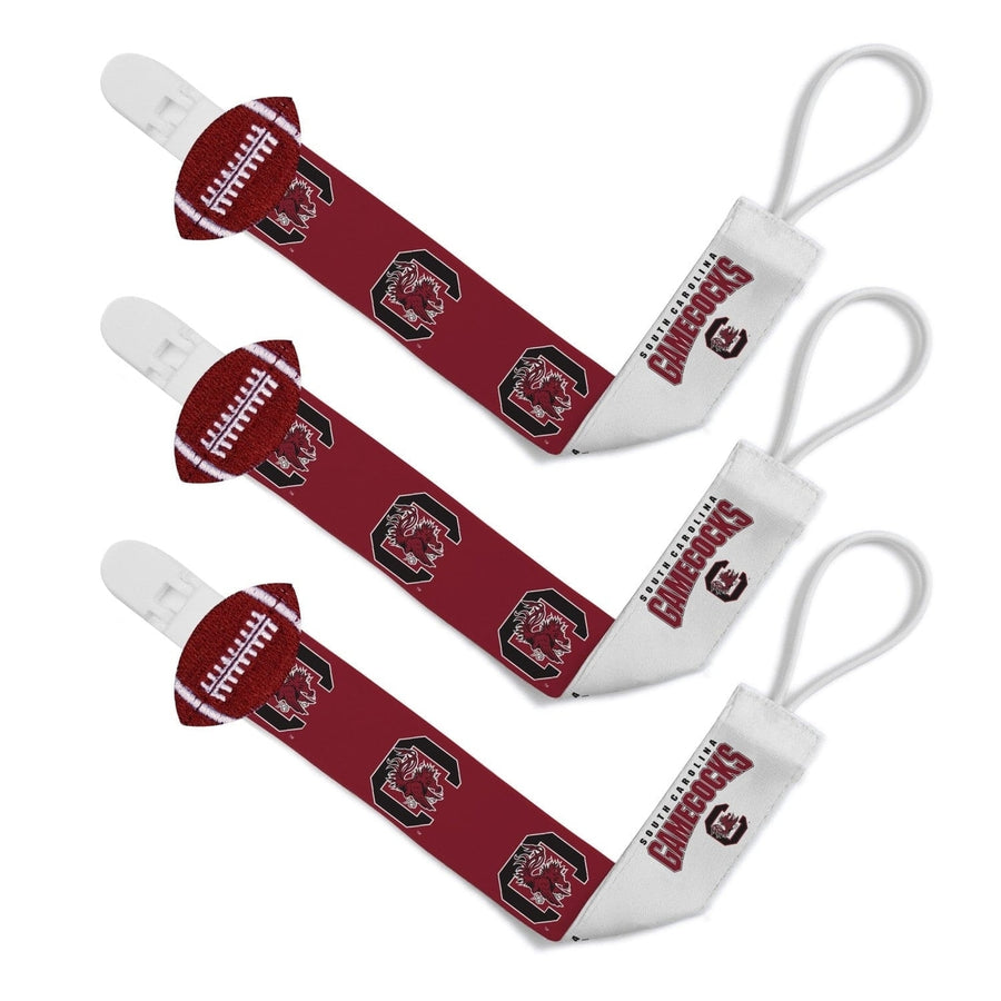 South Carolina Gamecocks Pacifier Clip 3-Pack Team Colors Baby Fanatic Image 1