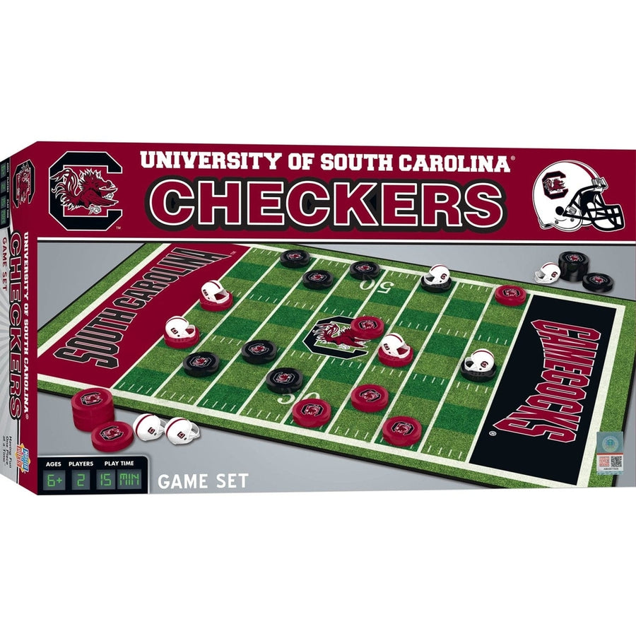 South Carolina Gamecocks Checkers Board Game with Helmet Kings Ages 6 and Up Image 1