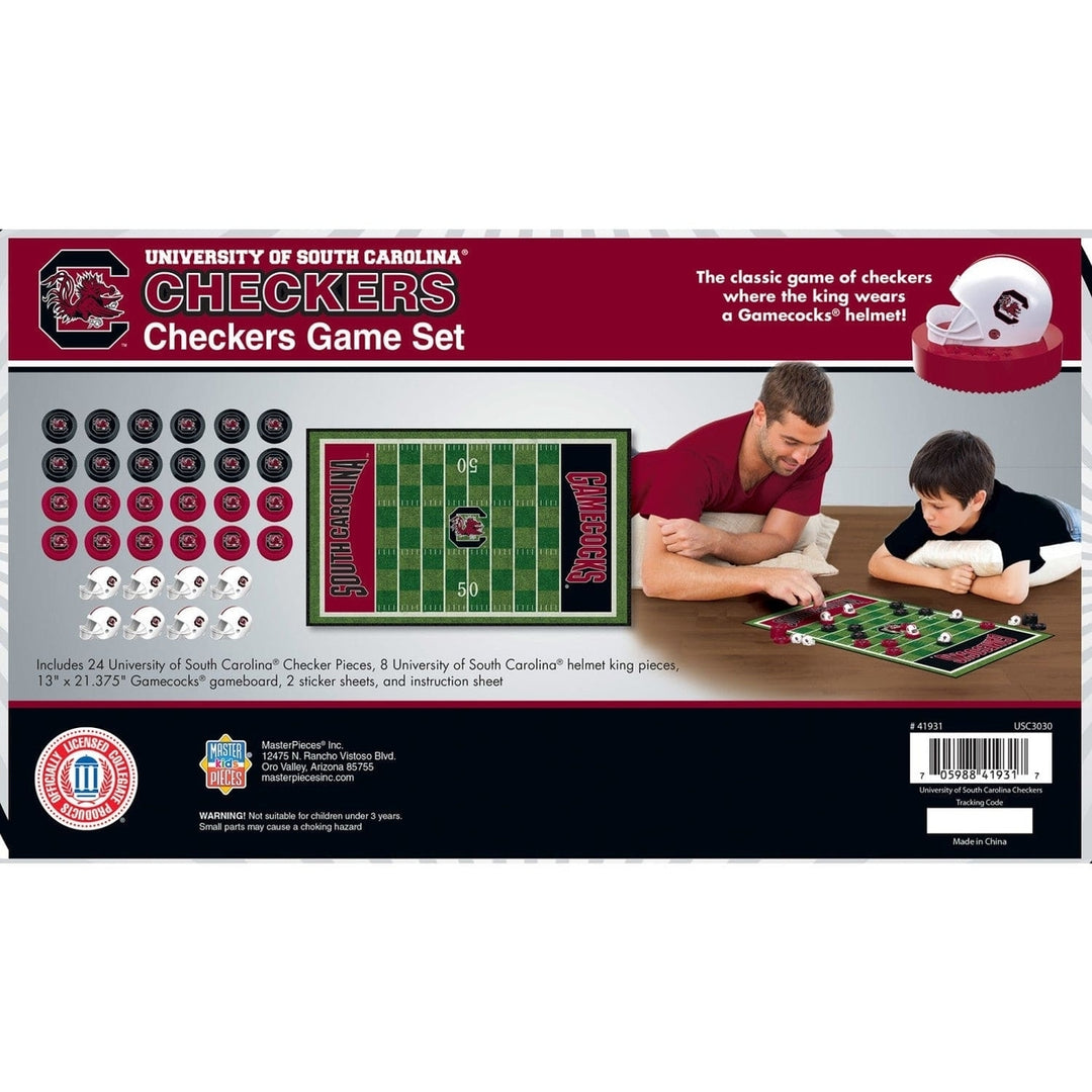 South Carolina Gamecocks Checkers Board Game with Helmet Kings Ages 6 and Up Image 3