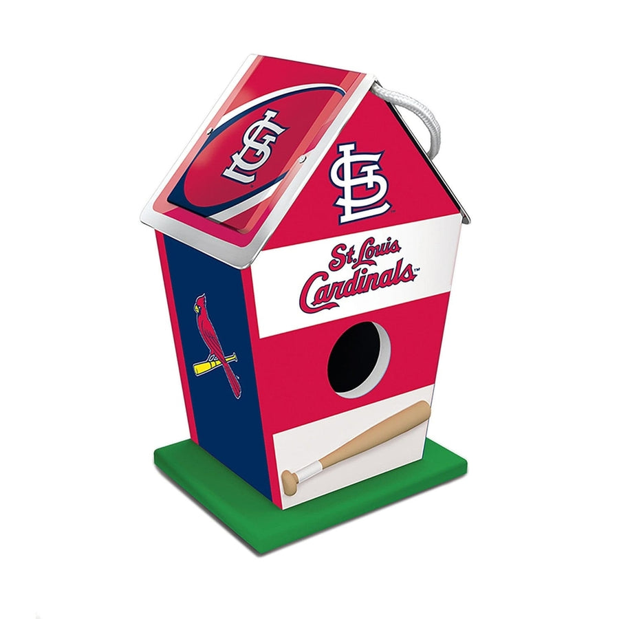 St. Louis Cardinals Birdhouse Wood Waterproof Rolled Tin Roof Easy Clean Design Image 1