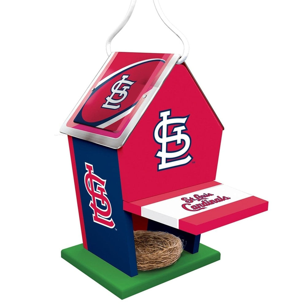 St. Louis Cardinals Birdhouse Wood Waterproof Rolled Tin Roof Easy Clean Design Image 2