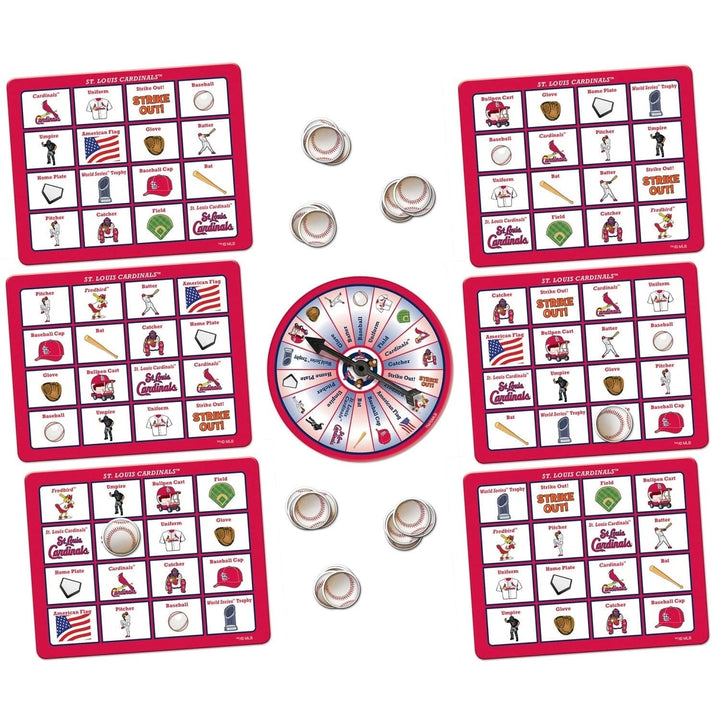 St. Louis Cardinals Bingo Game MLB Family Game 6 Boards 84 Tokens Ages 3+ Image 2