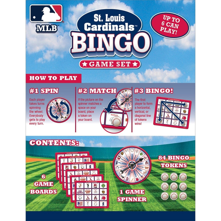 St. Louis Cardinals Bingo Game MLB Family Game 6 Boards 84 Tokens Ages 3+ Image 3