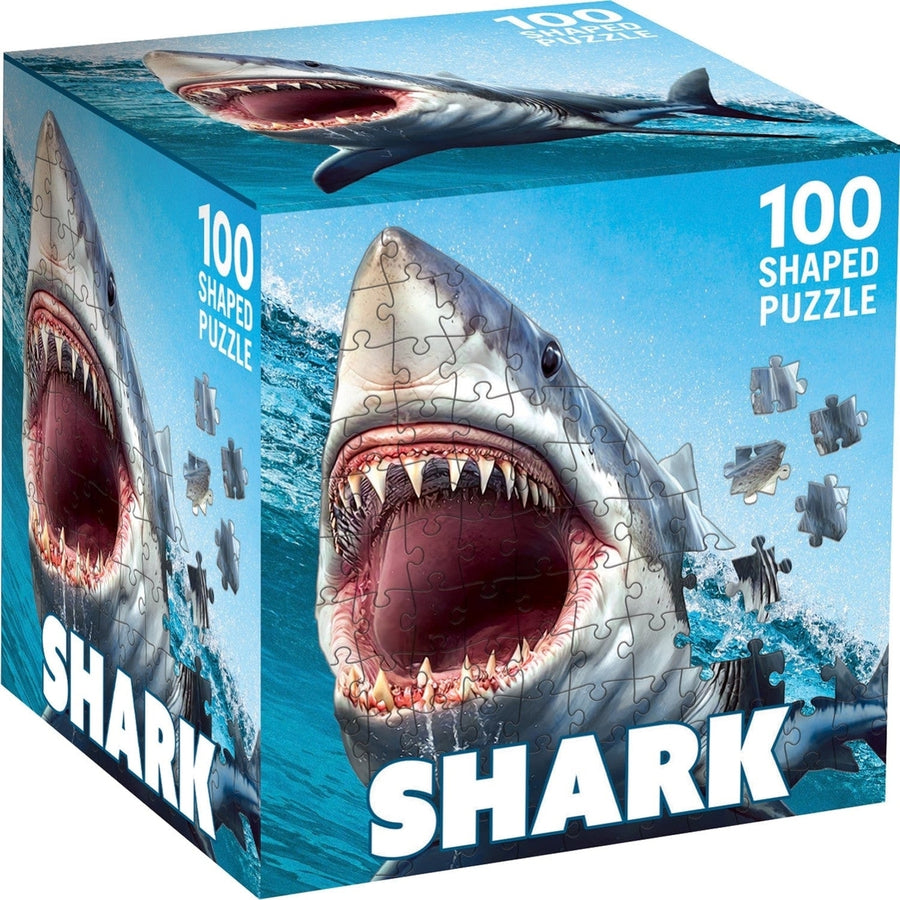 Shark 100 Piece Shaped Jigsaw Puzzle Eco-Friendly Photo-Realistic Design Image 1