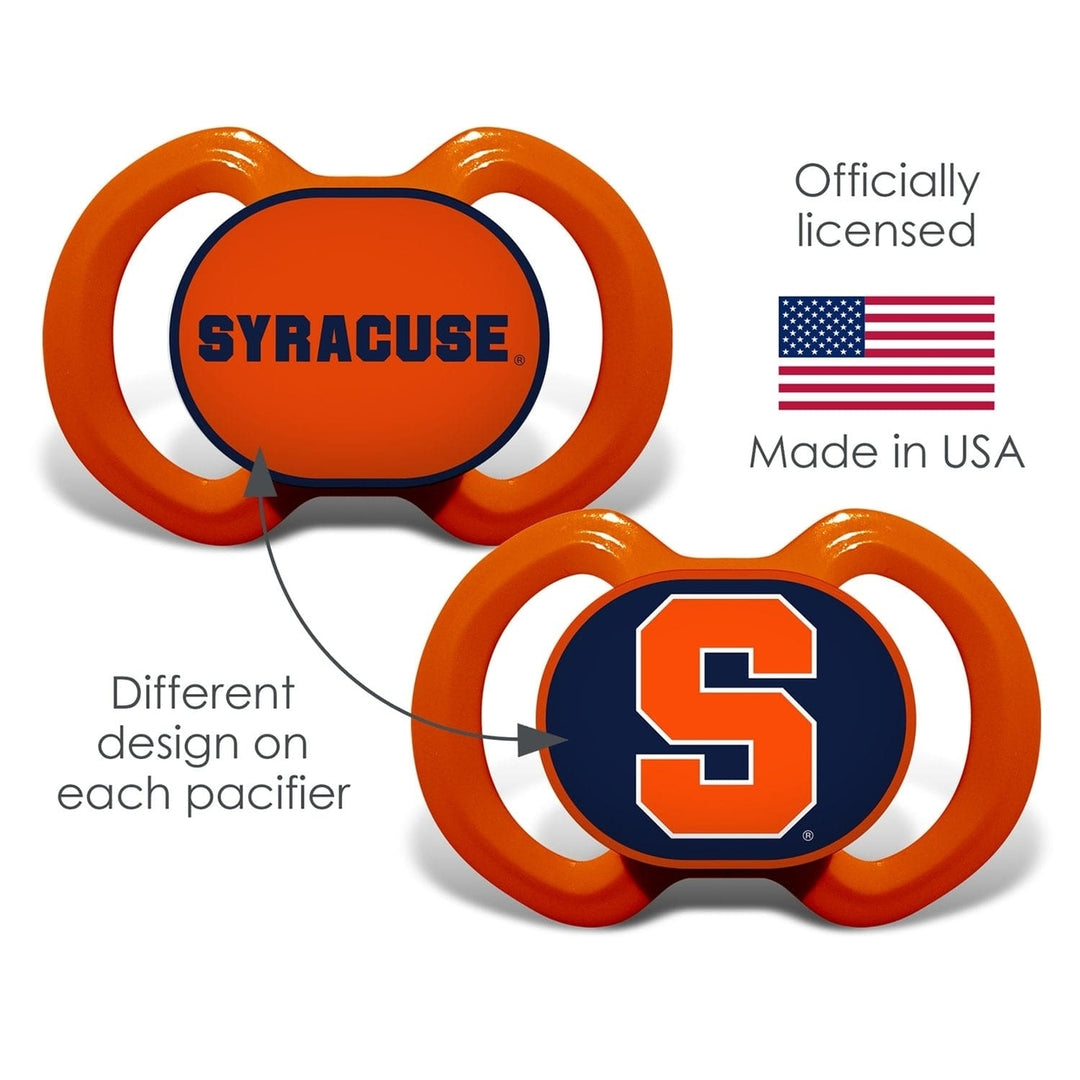 Syracuse Orange Pacifier 2-Pack NCAA Baby Soother BPA-Free Silicone Nipple Image 4