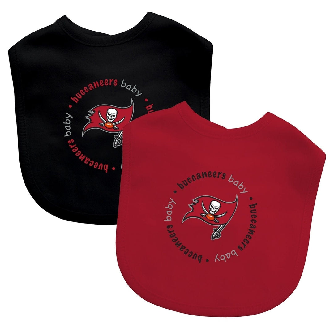 Tampa Bay Buccaneers Baby Bibs 2-Pack Unisex Cotton Polyester Machine Washable Image 1