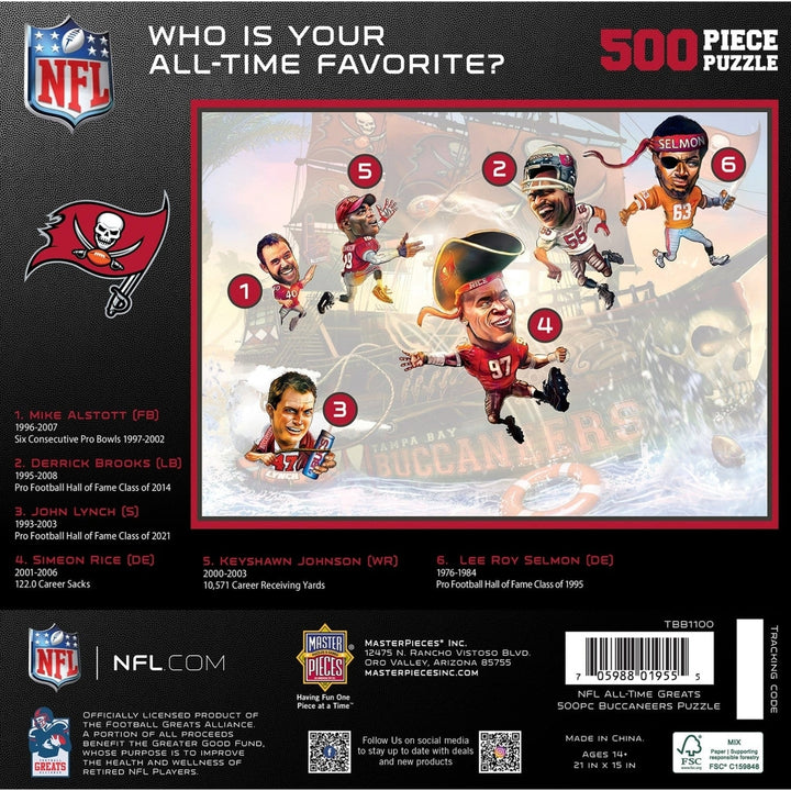 Tampa Bay Buccaneers 500 Piece Jigsaw Puzzle NFL All Time Greats Recycled Chipboard Image 3