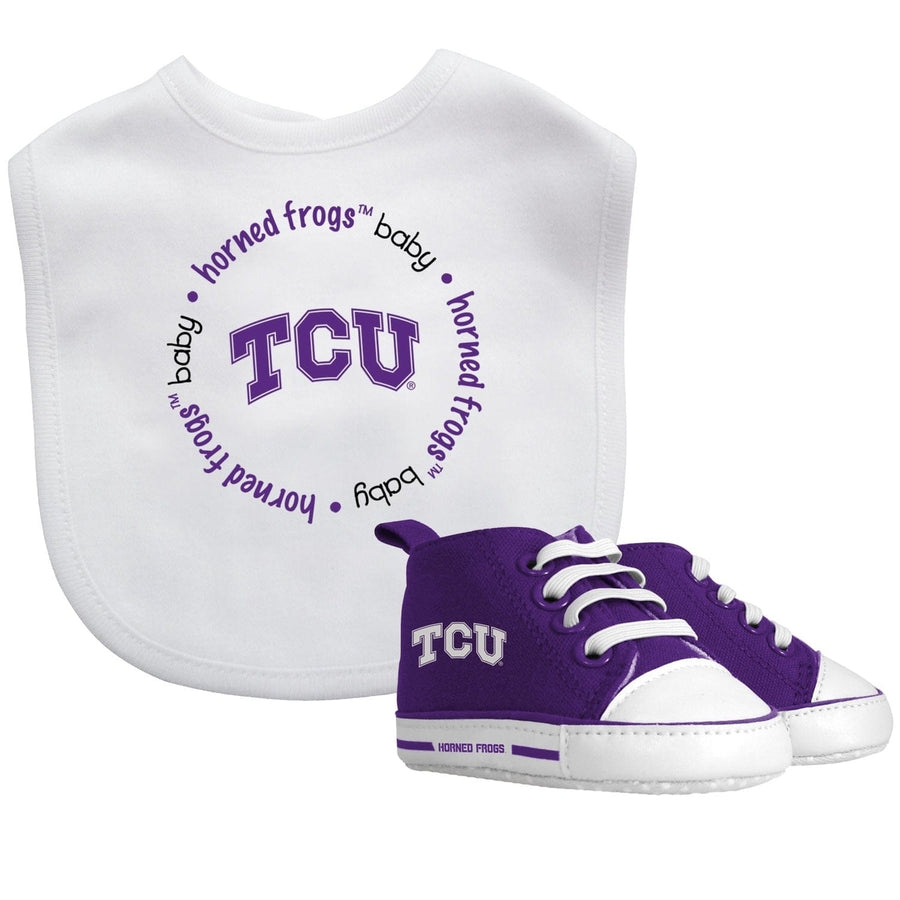 TCU Horned Frogs Baby Fanatic 2-Piece Gift Set Bib Pre-Walkers Cotton Unisex Image 1