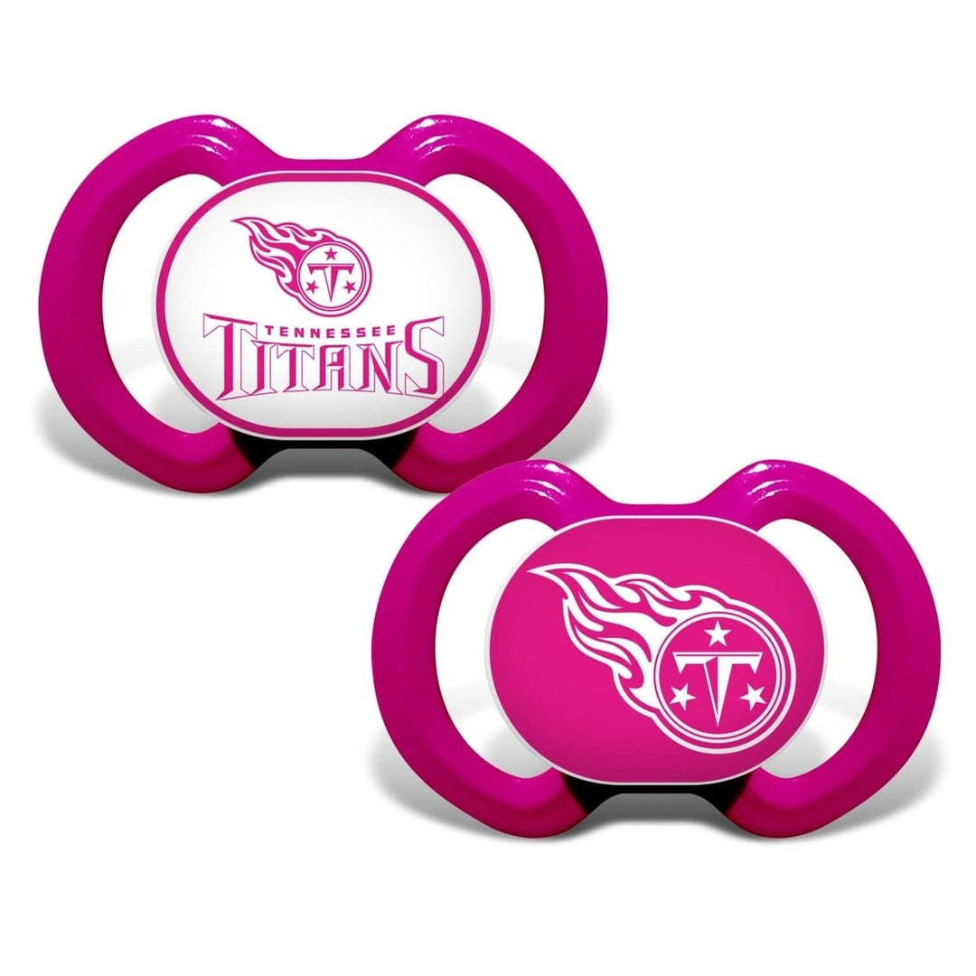 Tennessee Titans Pink Pacifier 2-Pack NFL Baby Soothers BPA-Free Silicone Image 1