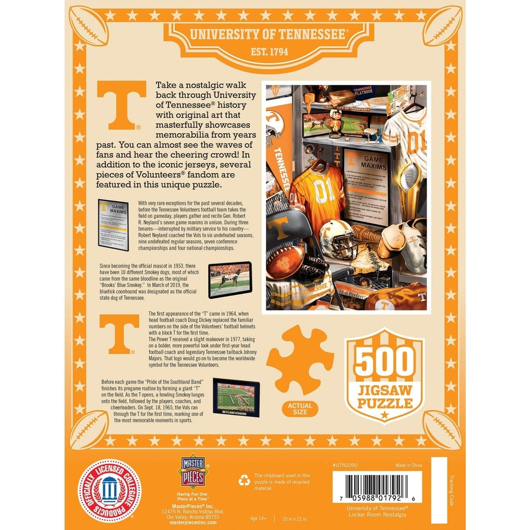 Tennessee Volunteers 500 Piece Jigsaw Puzzle Football Memorabilia Recycled Material Image 3