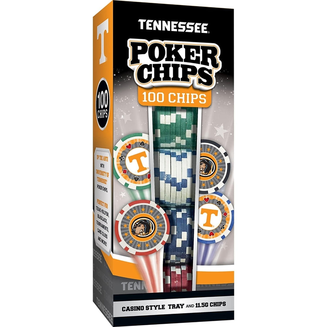 Tennessee Volunteers 100 Piece Casino Style Poker Chips NCAA Team Game Set Image 1