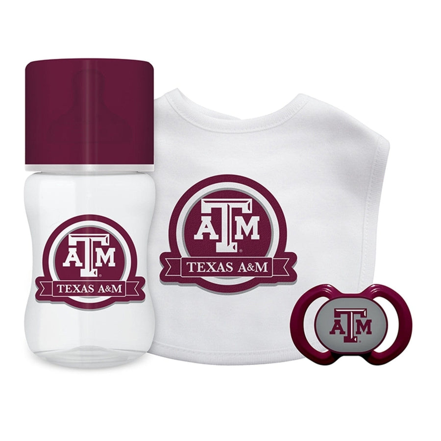 Texas AandM Aggies 3-Piece Baby Gift Set BPA Free Cotton Bib Bottle Pacifier Image 1