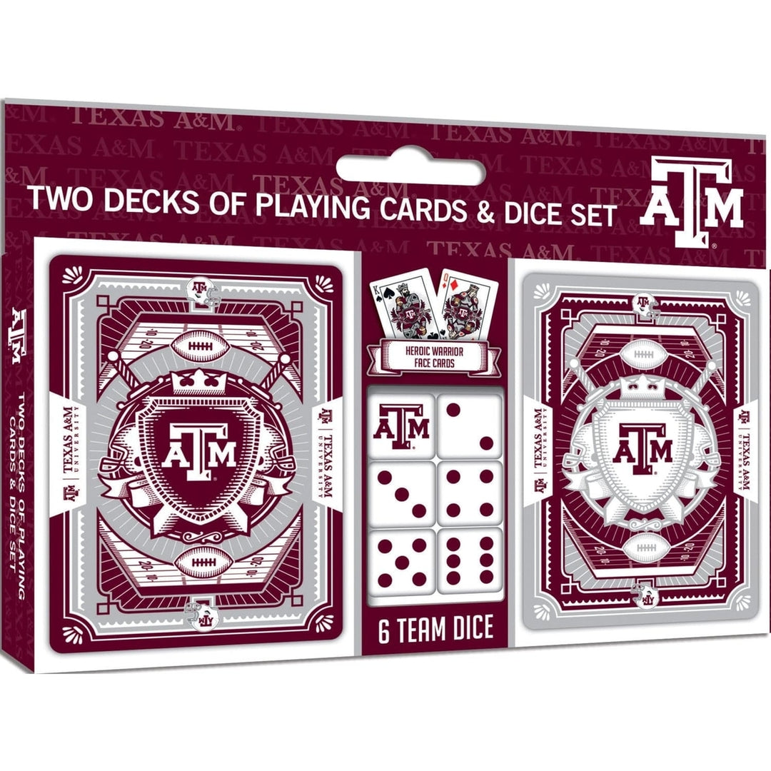 Texas AandM Aggies Playing Cards and Dice Set NCAA Casino Style 2-Pack Image 1