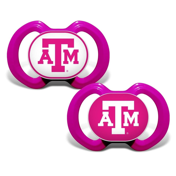 Texas AandM Aggies Pink Pacifier 2-Pack Orthodontic Silicone BPA-Free Safe 3+ Months Image 1