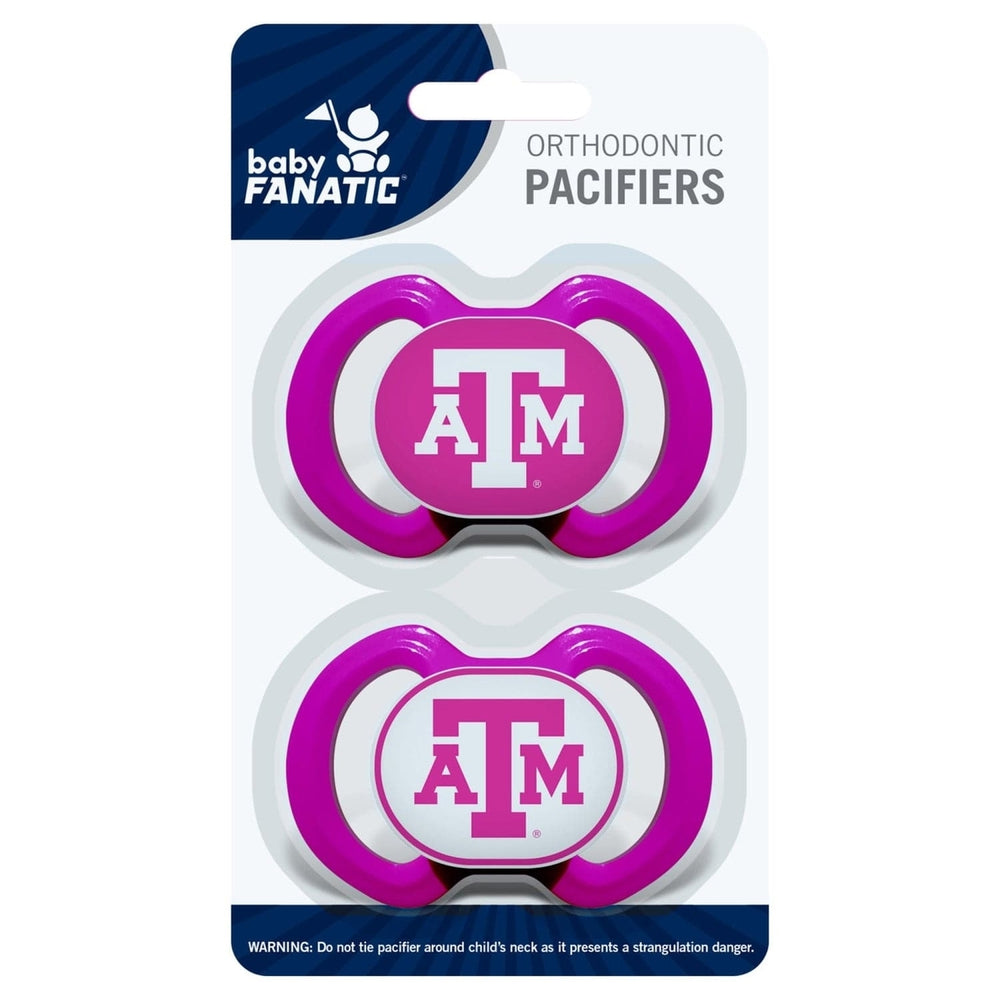 Texas AandM Aggies Pink Pacifier 2-Pack Orthodontic Silicone BPA-Free Safe 3+ Months Image 2