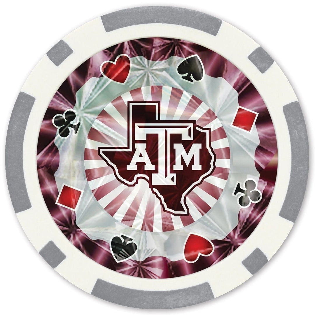 Texas AandM Aggies Poker Chips Silver Collectors Edition 20 Casino Style Chips Image 2