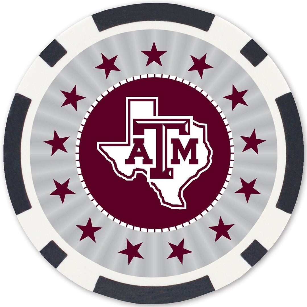 Texas AandM Aggies 100 Piece Casino Style Poker Chips Heavy 11.5g Black Tray Image 4