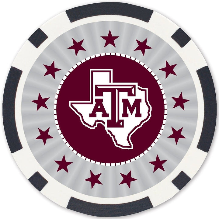 Texas AandM Aggies 100 Piece Casino Style Poker Chips Heavy 11.5g Black Tray Image 4