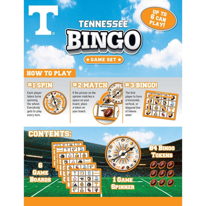 Tennessee Volunteers Bingo Game NCAA Themed Family Fun 6 Boards 84 Tokens Image 3