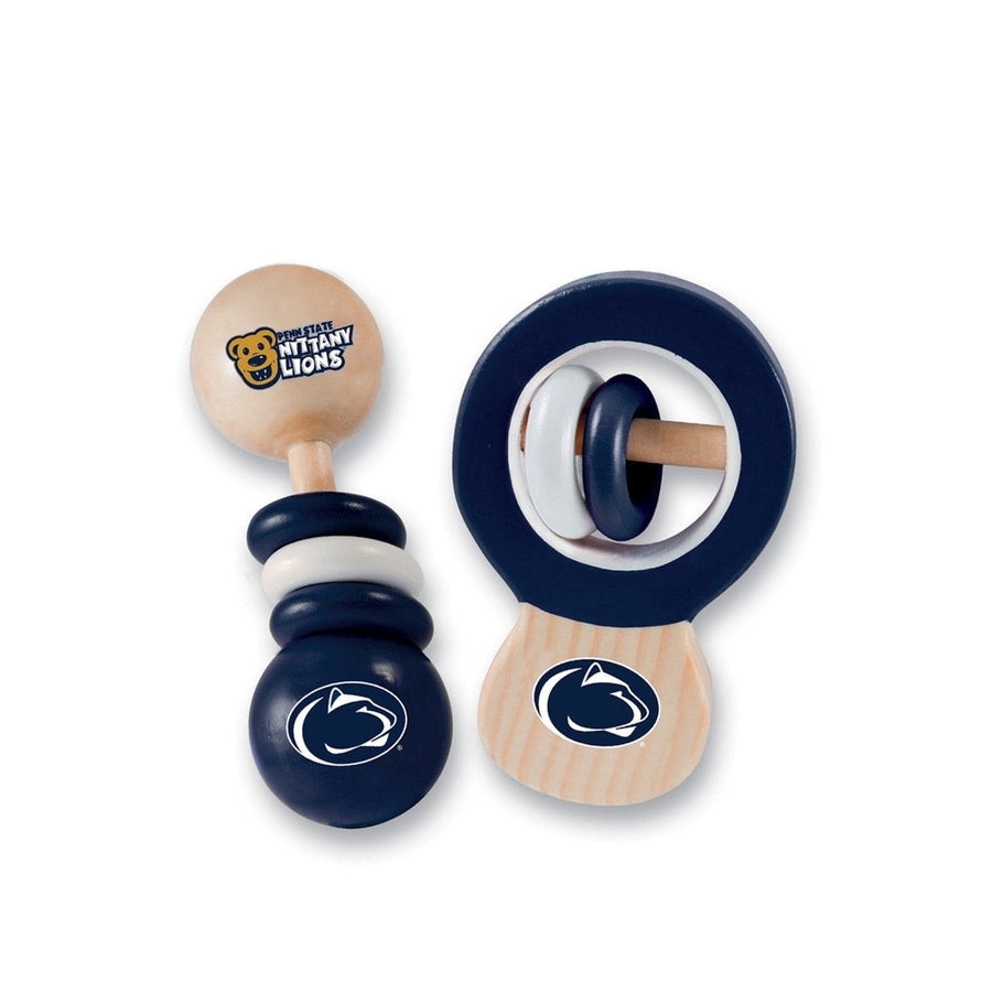 Penn State Nittany Lions Baby Rattles 2-Pack Wood Non-Toxic Toys for Infants Image 1