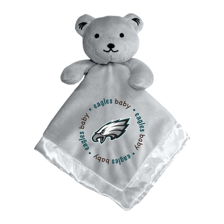 Philadelphia Eagles Security Bear Gray Soft Plush 14x14 Baby Blanket Buddy Image 1