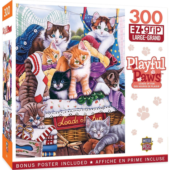 MasterPieces Playful Paws 300PC EZ Grip Jigsaw Puzzle Kittens 18x24 inches Image 1