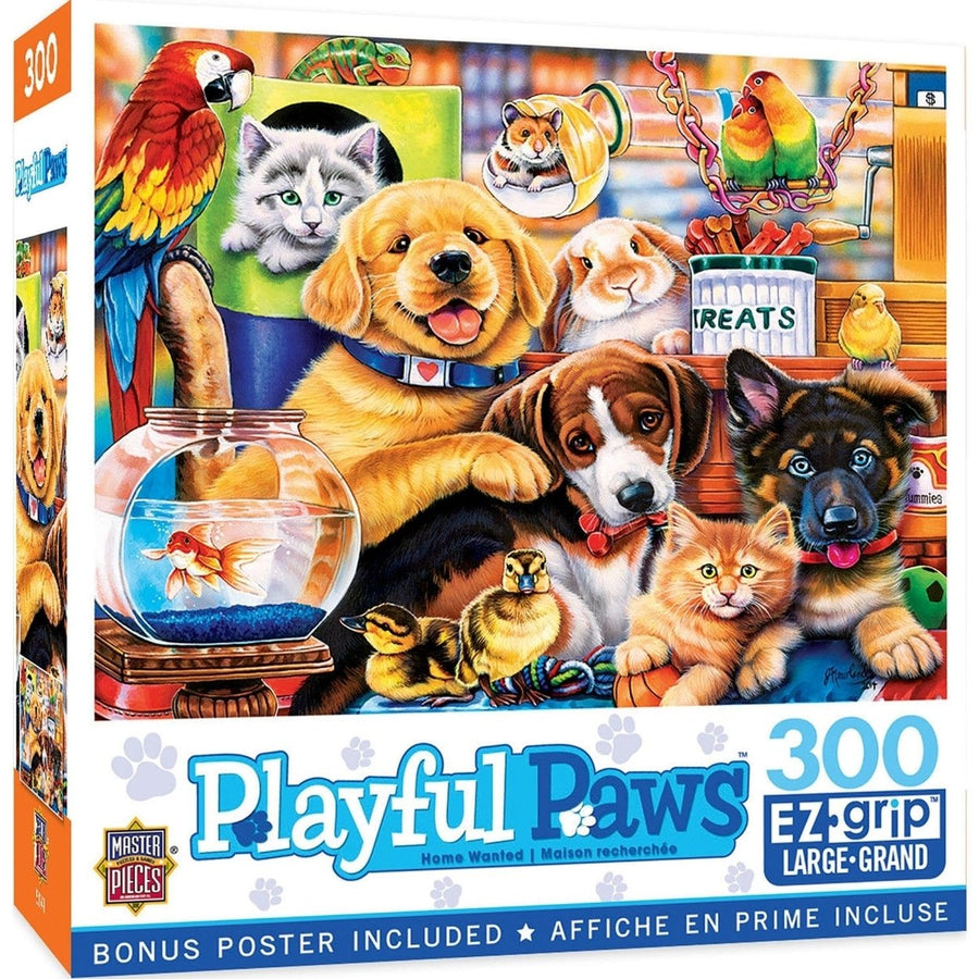 MasterPieces Playful Paws 300 Piece EZ Grip Jigsaw Puzzle 18x24 Eco-Friendly Image 1