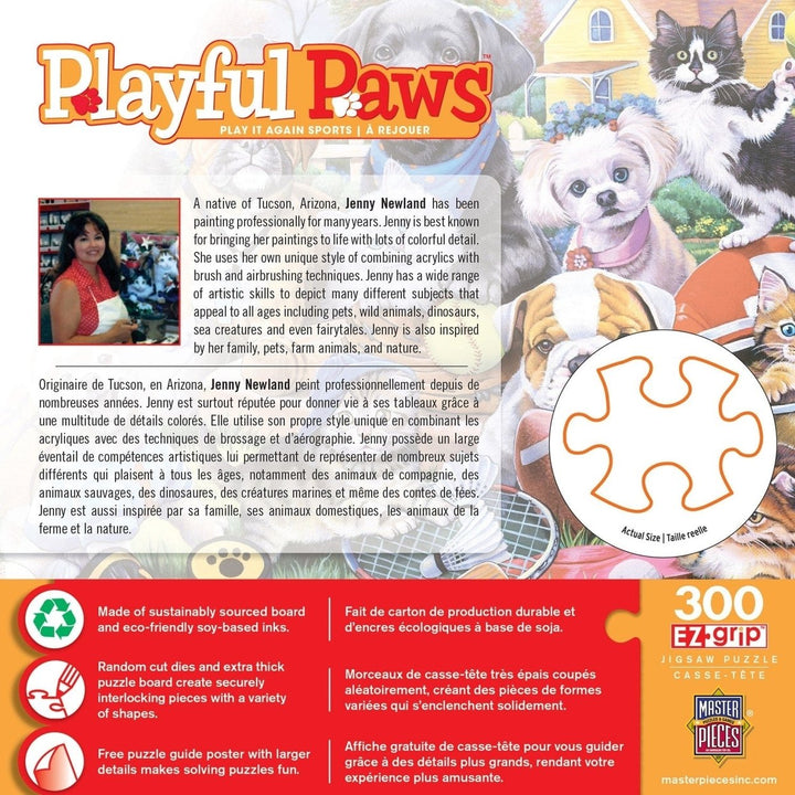 Playful Paws 300 Piece EZ Grip Jigsaw Puzzle MasterPieces Kittens and Puppies 18x24 Image 3