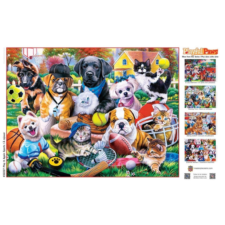 Playful Paws 300 Piece EZ Grip Jigsaw Puzzle MasterPieces Kittens and Puppies 18x24 Image 4