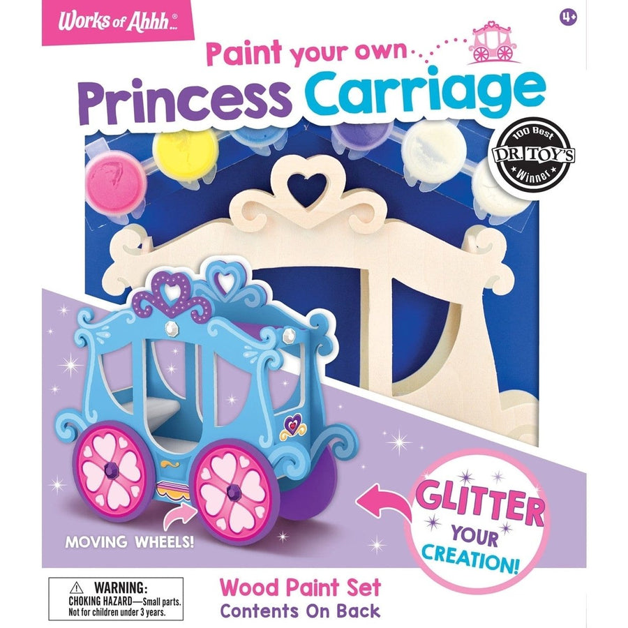 Princess Carriage Wood Craft Paint Kit Non-Toxic Acrylic Gems Glitter Guide Image 1