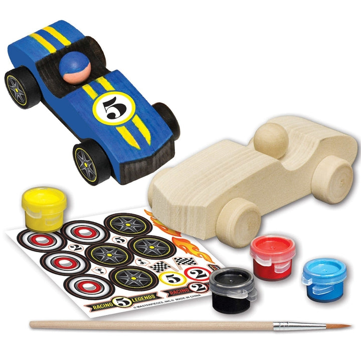 Race Car Wood Craft and Paint Kit for Kids Ages 4 and Up with Acrylic Paints Image 2