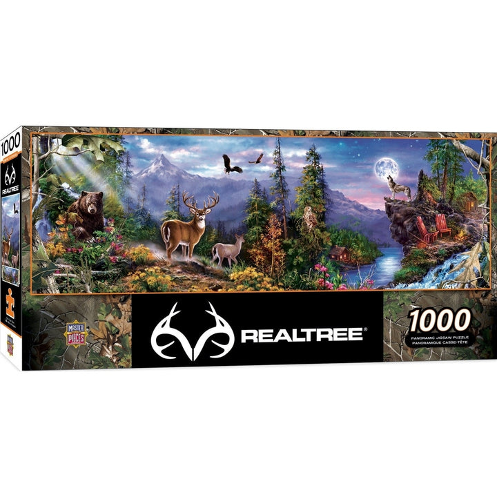 Realtree 1000 Piece Panoramic Jigsaw Puzzle 13x39 Outdoor Forest Scenic View Image 1