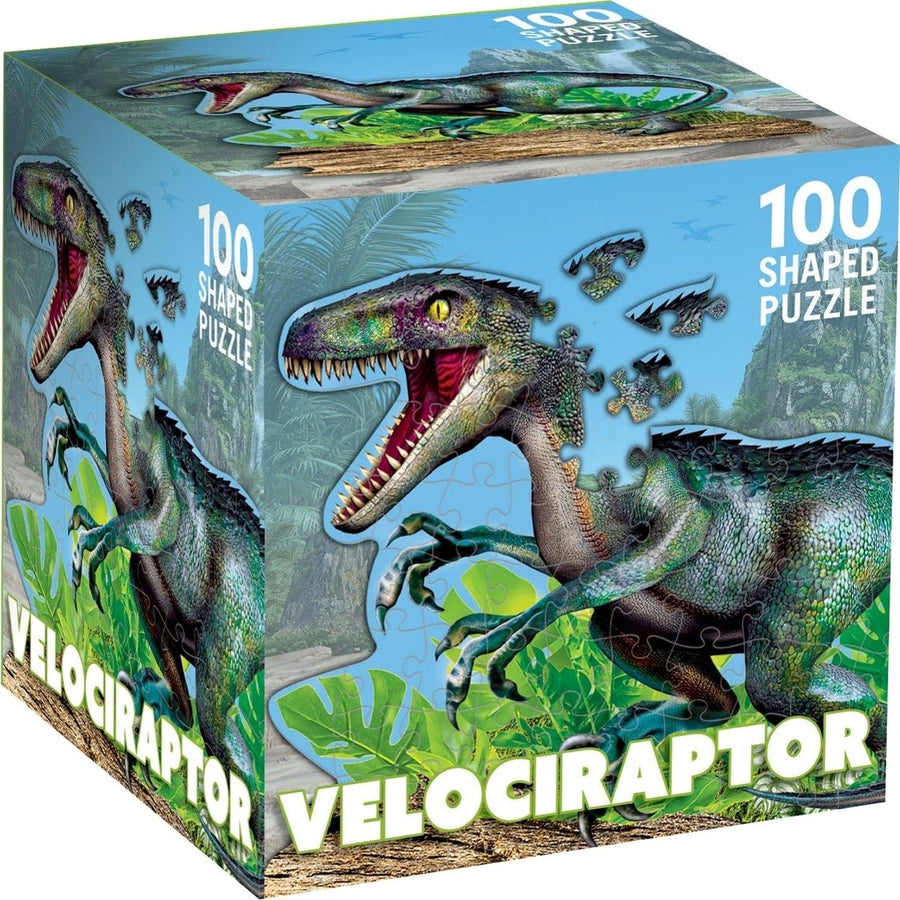 Raptor 100 Piece Shaped Jigsaw Puzzle Eco-Friendly Velociraptor Design Image 1