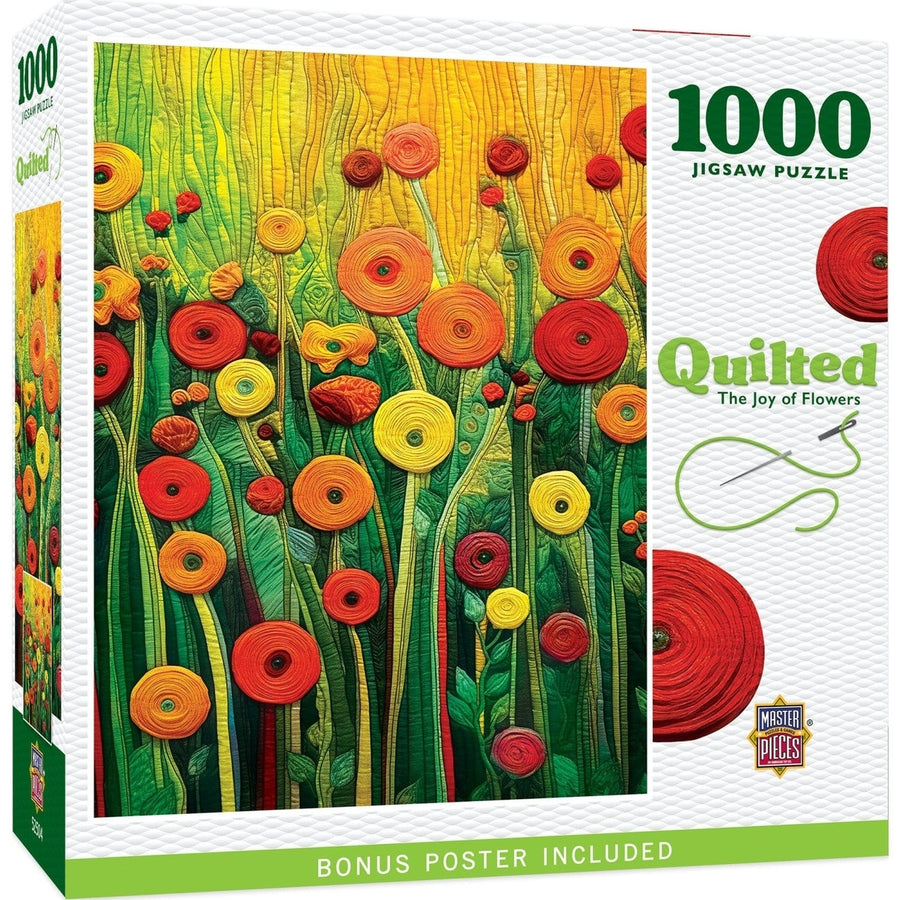 Quilted Puzzle 1000 Pieces Joy of Flowers Colorful Nature Design Puzzle Image 1