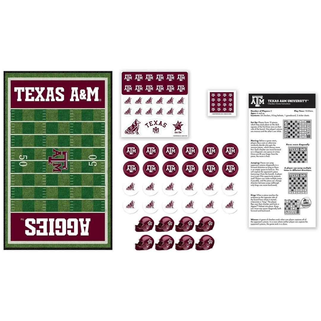 Texas AandM Aggies Checkers Board Game NCAA 24 Pieces Adults Kids 13x21.375 inches Image 2