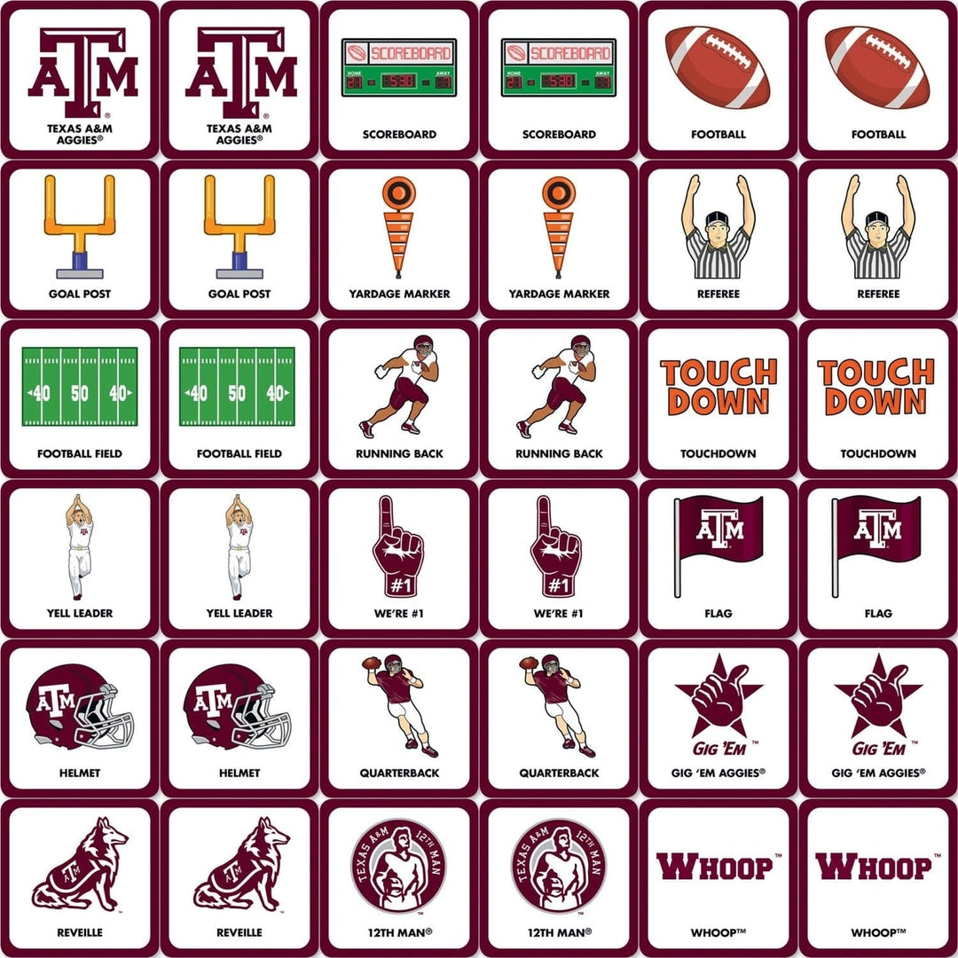 Texas AandM Aggies NCAA Matching Game Fun Family Memory Game with 18 Pairs Image 2