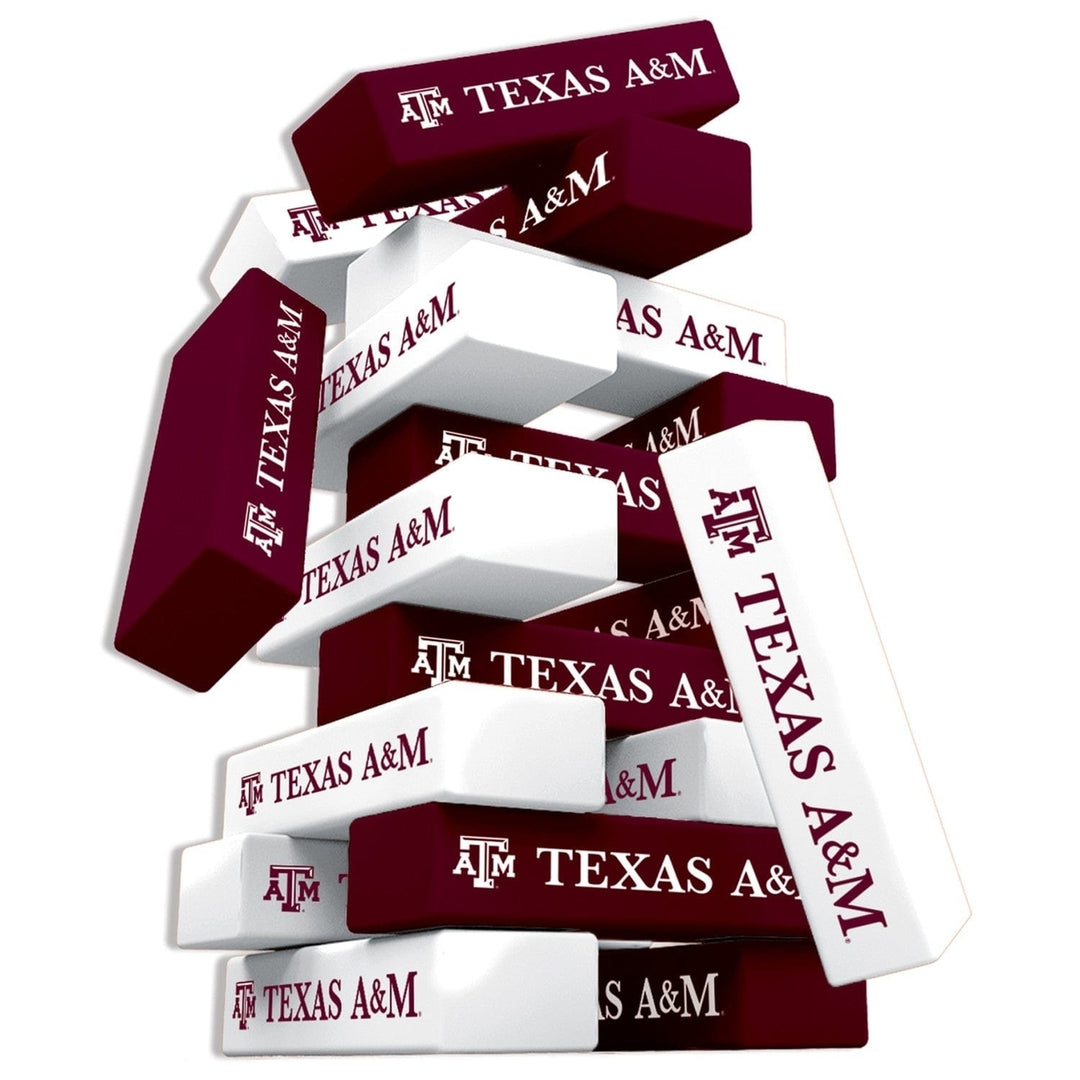 Texas AandM Aggies Tumble Tower Wooden Game NCAA 54 Blocks Stacking Challenge Image 2