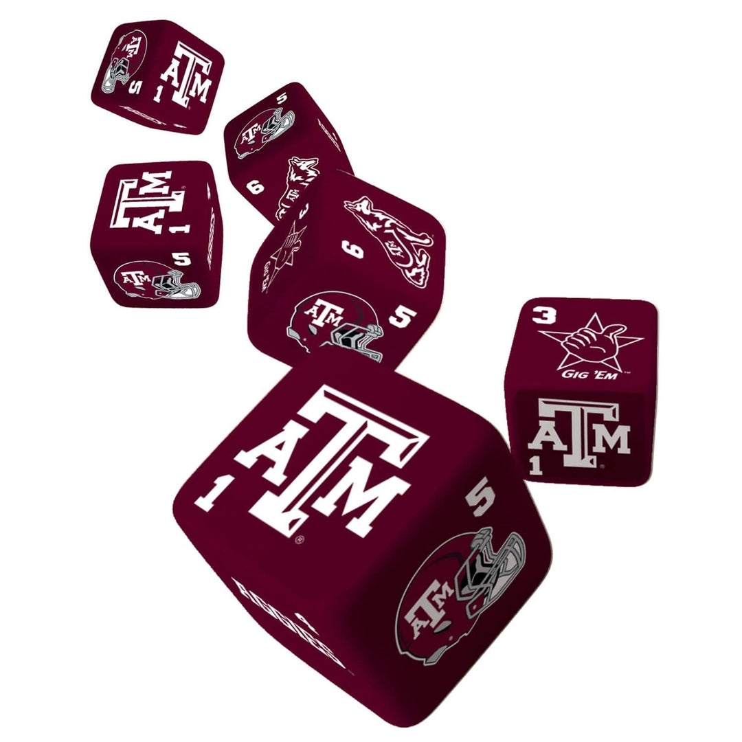 Texas AandM Dice Set 19mm 6-Piece D6 Gaming Dice with Aggies Logo Colors Image 2