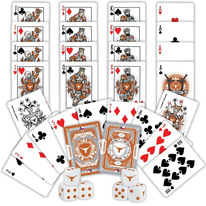 Texas Longhorns 2-Pack Playing Cards and Dice Set NCAA Casino Style Game Night Image 2