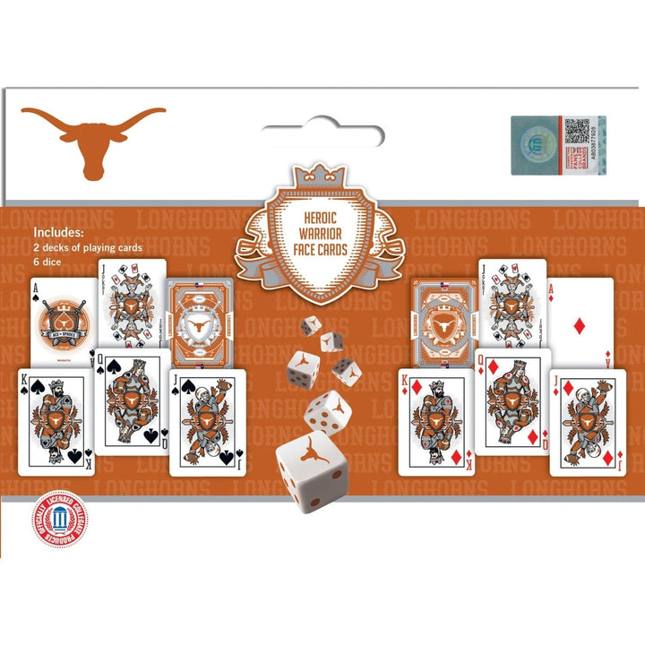 Texas Longhorns 2-Pack Playing Cards and Dice Set NCAA Casino Style Game Night Image 3