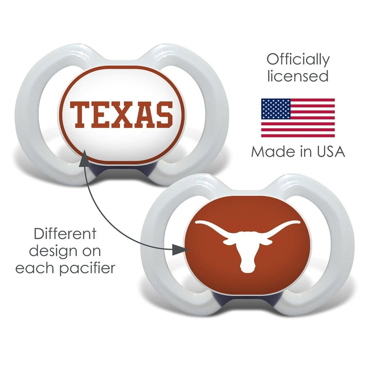 Texas Longhorns NCAA Pacifier 2-Pack Silicone BPA-Free Infant 3 Months + Image 4