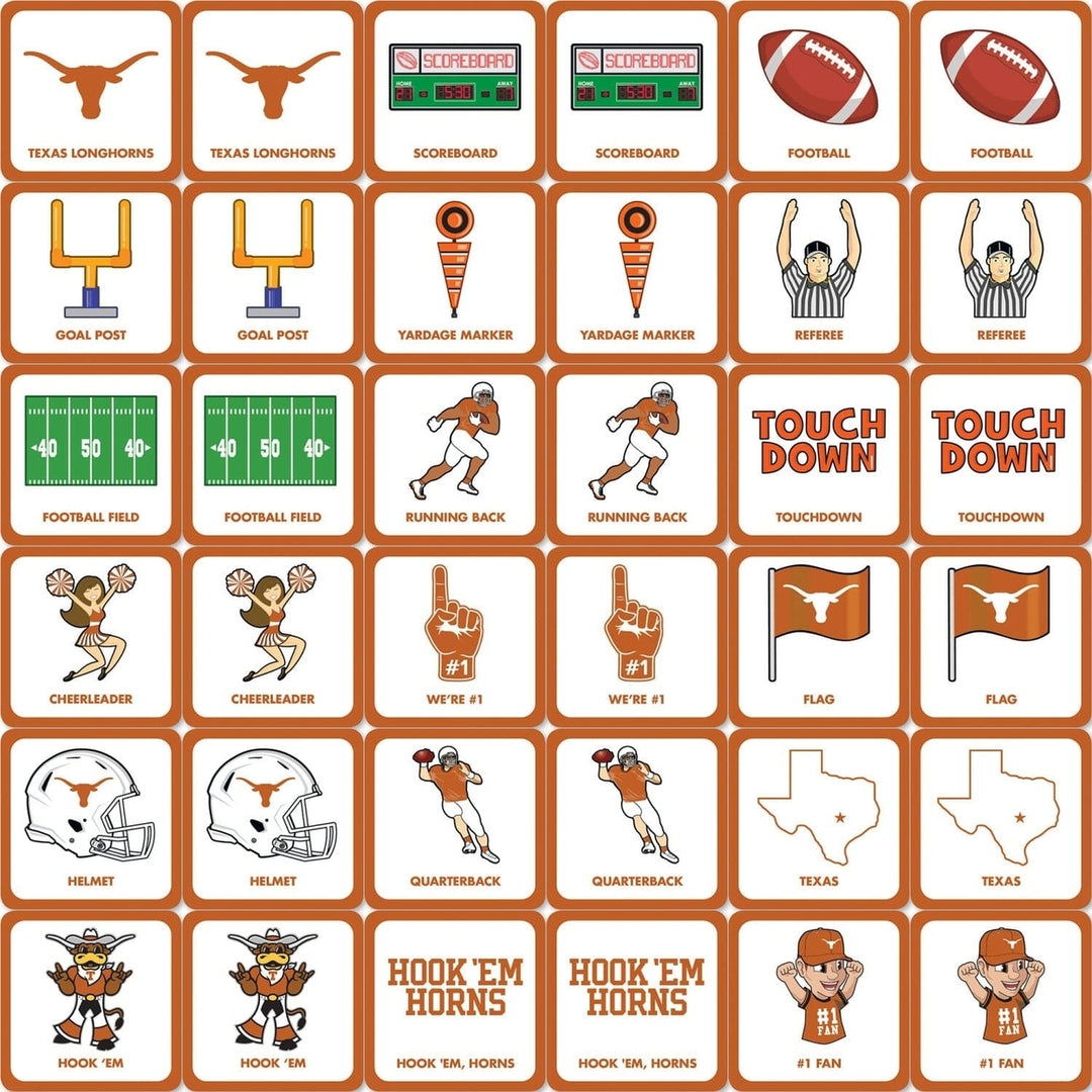 Texas Longhorns NCAA Matching Game 18 Pairs Family Fun Card Game Durable Image 2