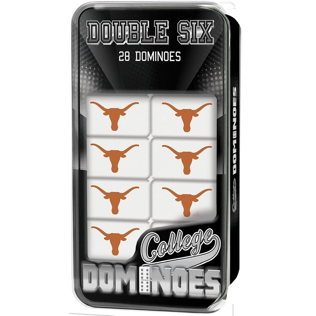 Texas Longhorns Dominoes Set Officially Licensed 28 Resin Dominoes Collectible Tin Image 1