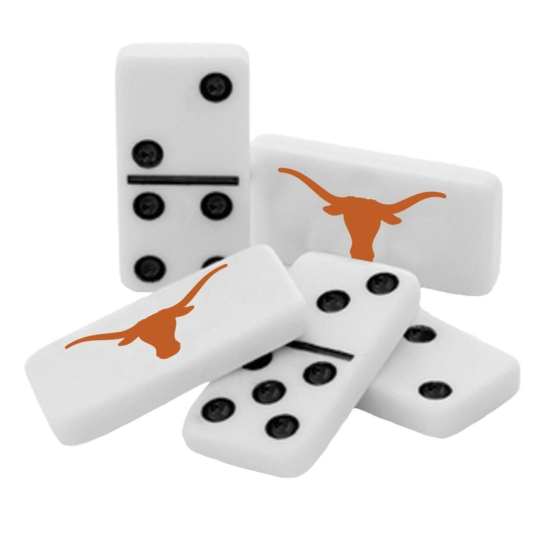 Texas Longhorns Dominoes Set Officially Licensed 28 Resin Dominoes Collectible Tin Image 2