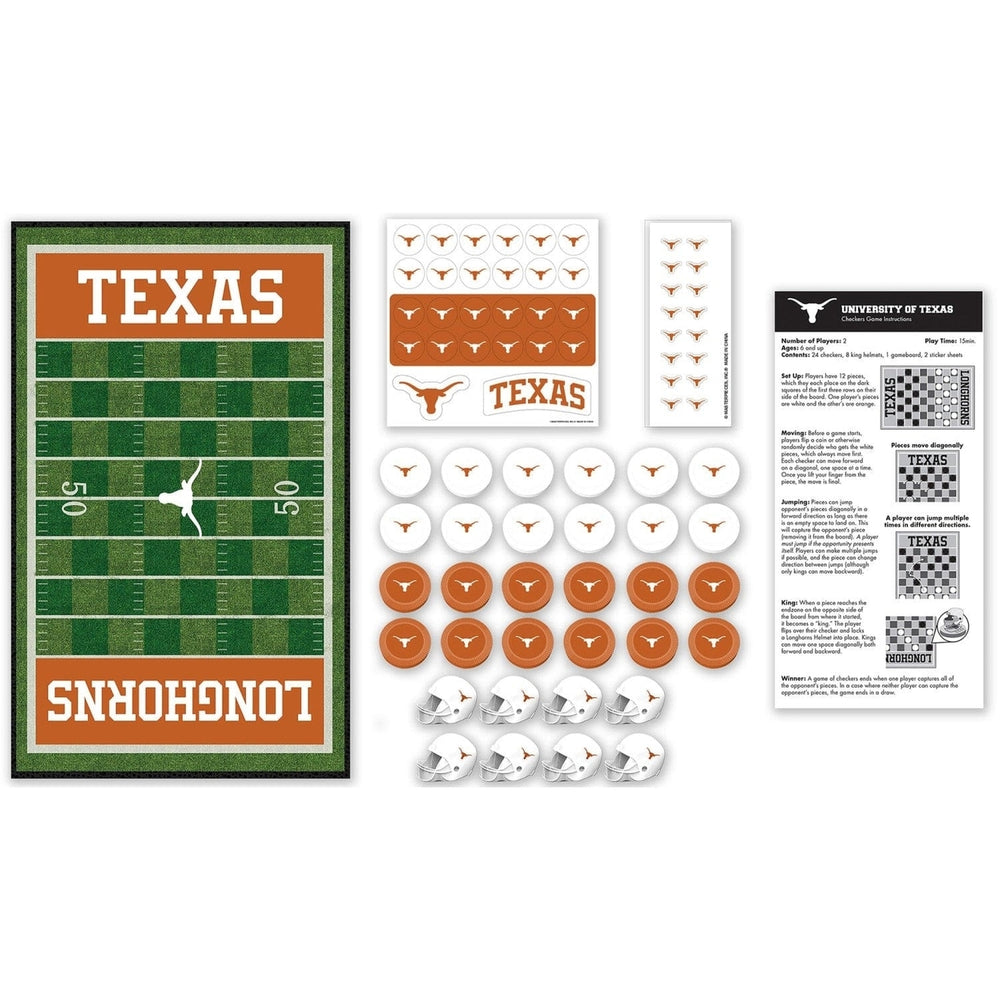 Texas Longhorns Checkers Game NCAA Officially Licensed 24 Pieces 13x21 Board Image 2