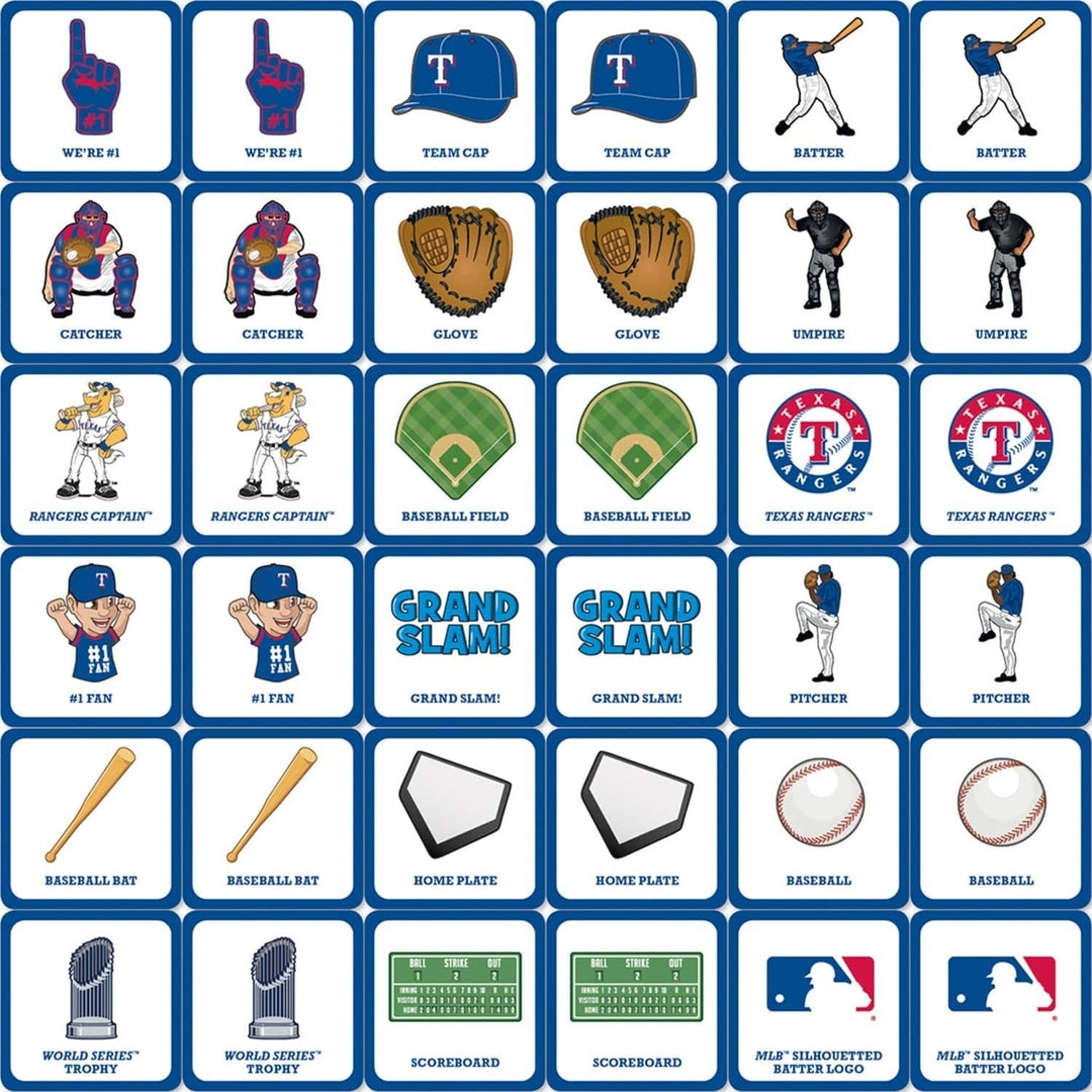 Texas Rangers MLB Matching Game Family Fun Card Game 18 Unique Pairs Image 2