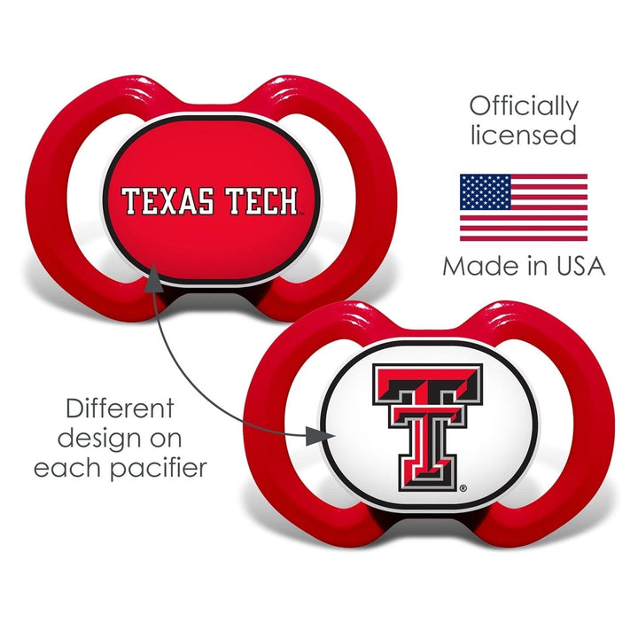 Texas Tech Red Raiders Pacifier 2 Pack BPA Free Orthodontic Silicone 3 Months+ Image 4