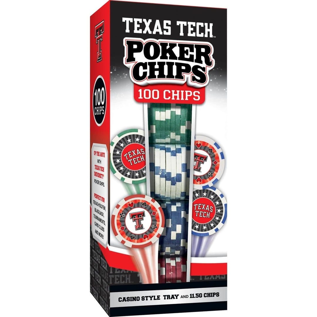 Texas Tech Red Raiders 100 Piece Poker Chips Casino Style Set Heavy Duty Image 1